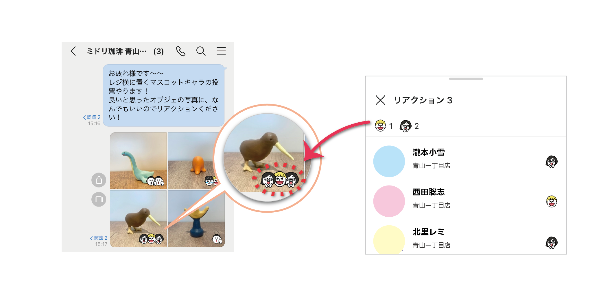 写真のリアクションを確認するやり方の図