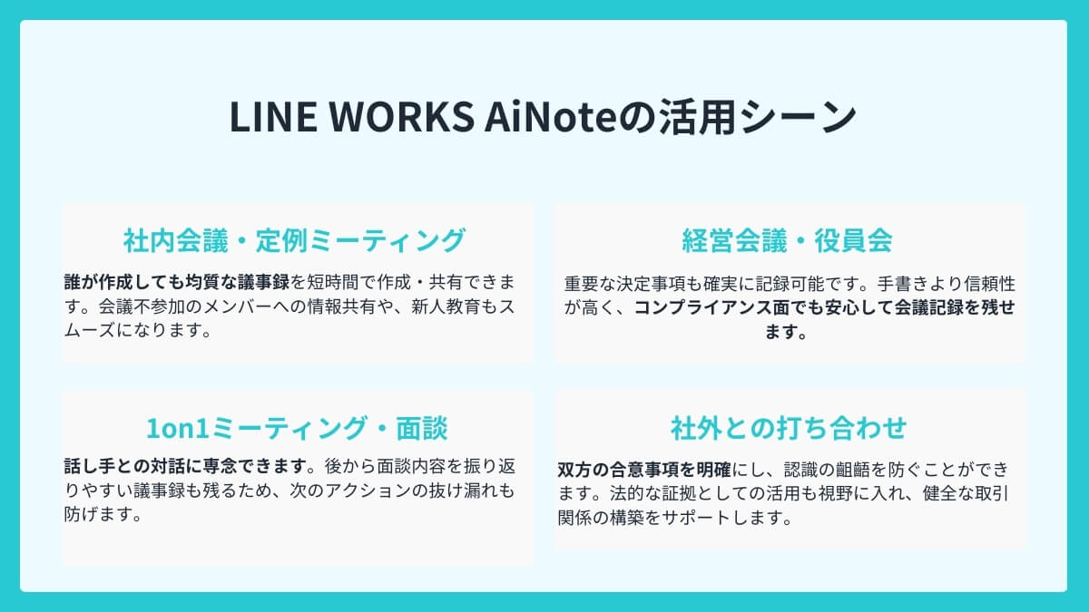 LINE WORKS AiNoteの活用シーン