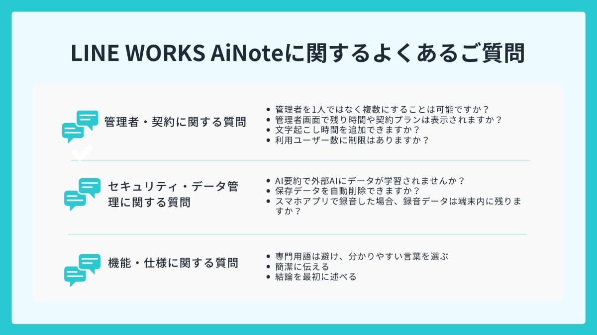 LINE WORKS AiNoteに関するよくあるご質問（FAQ）