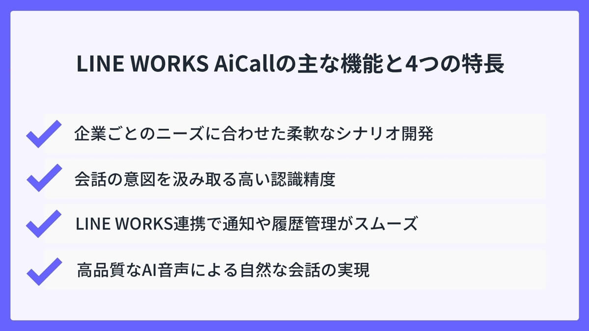 LINE WORKS AiCallの主な機能と4つの特長