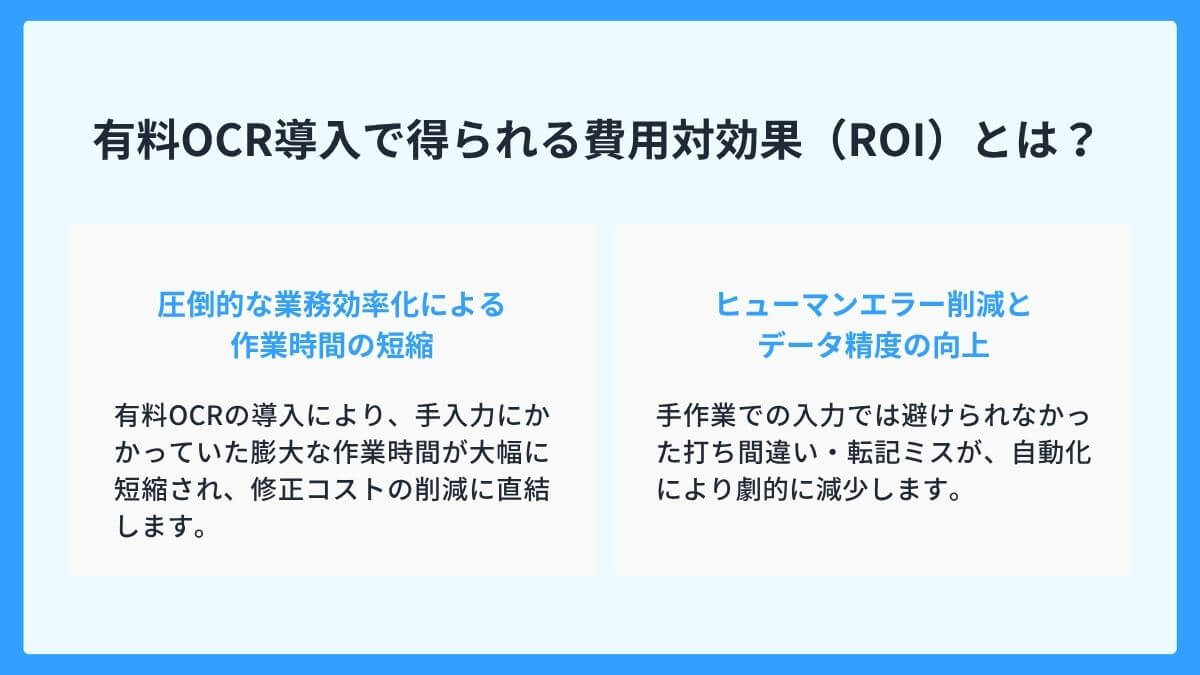 有料OCR導入で得られる費用対効果（ROI）とは？