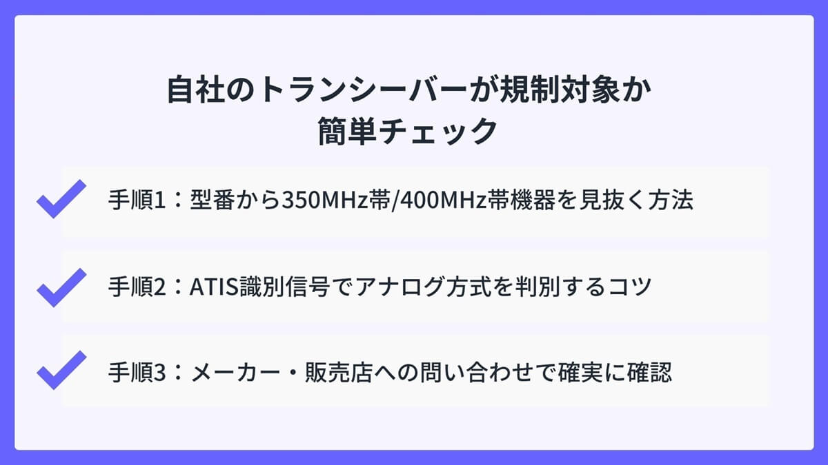 自社のトランシーバーが規制対象かを簡単チェック