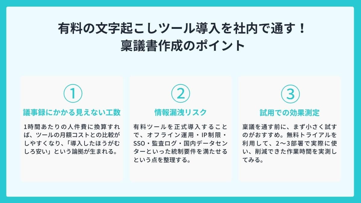 有料の文字起こしツール導入を社内で通す！稟議書作成のポイント