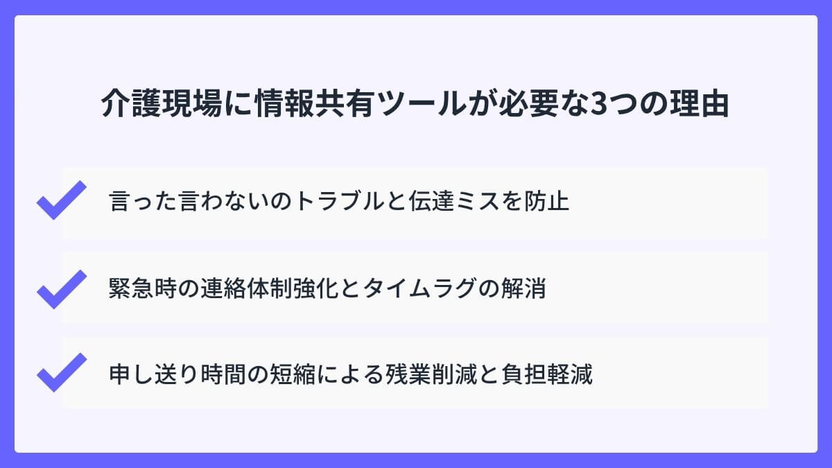 介護現場に情報共有ツールが必要な3つの理由