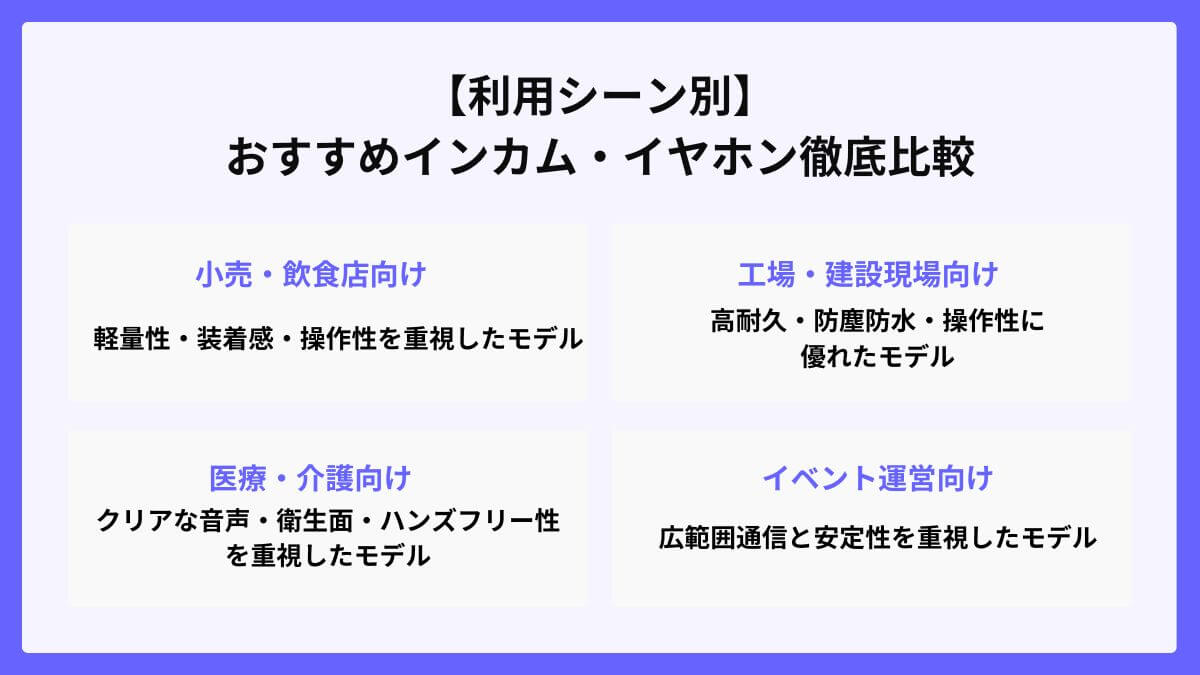 【利用シーン別】おすすめのインカム・イヤホン徹底比較