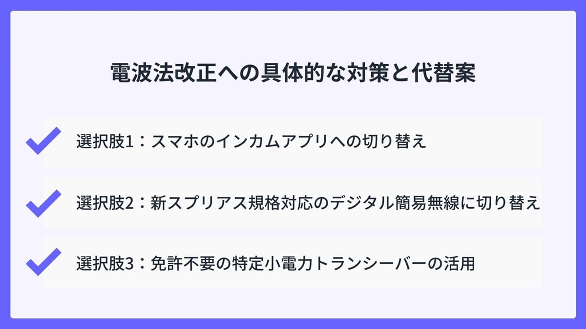 電波法改正への具体的な対策と代替案