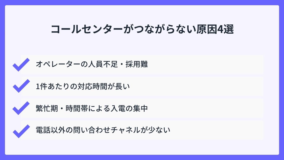 コールセンターがつながらない原因4選