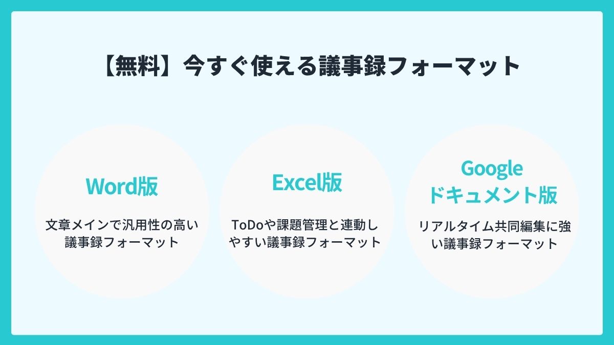 【無料】今すぐ使える議事録フォーマット