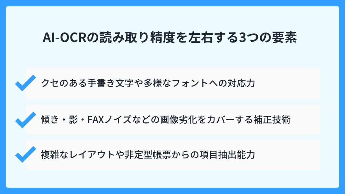 AI-OCRの読み取り精度を左右する3つの要素