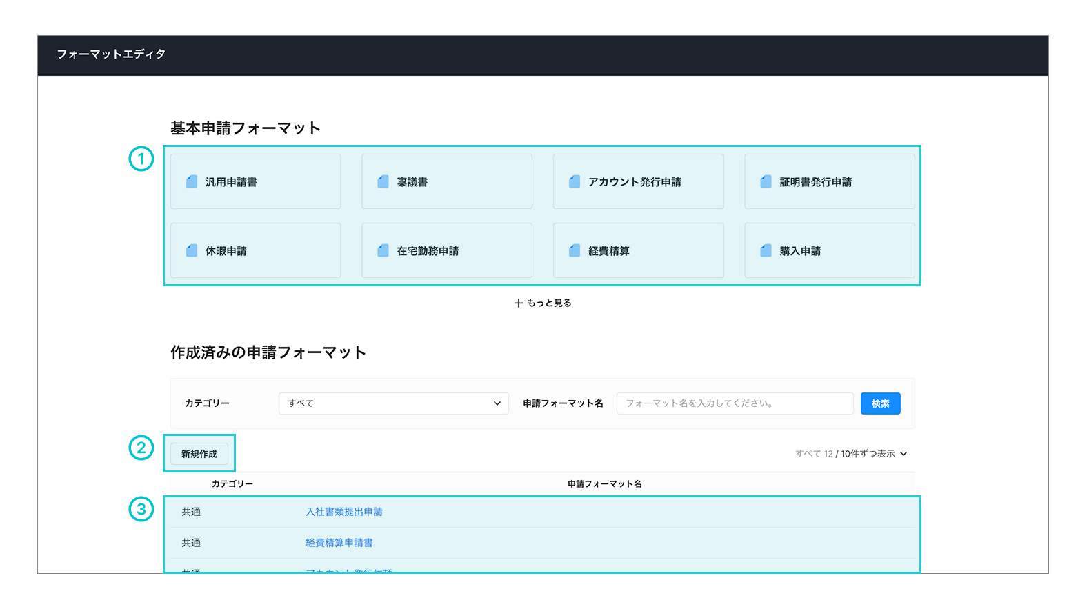申請フォーマットの追加方法