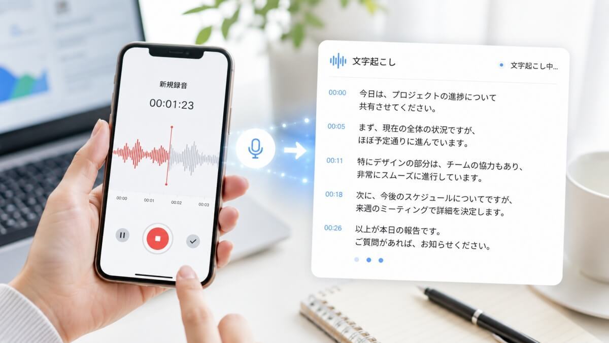 ボイスメモを文字起こしする3つの方法！iPhone・AndroidからAI活用まで