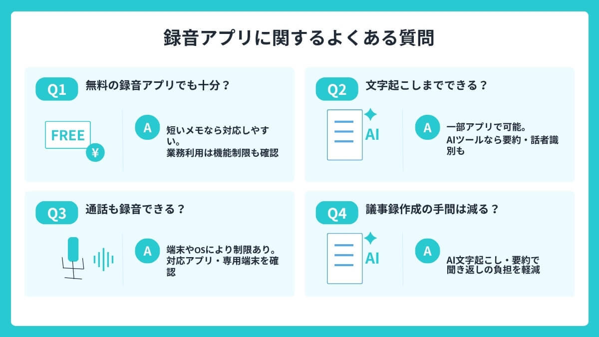 録音アプリに関するよくある質問