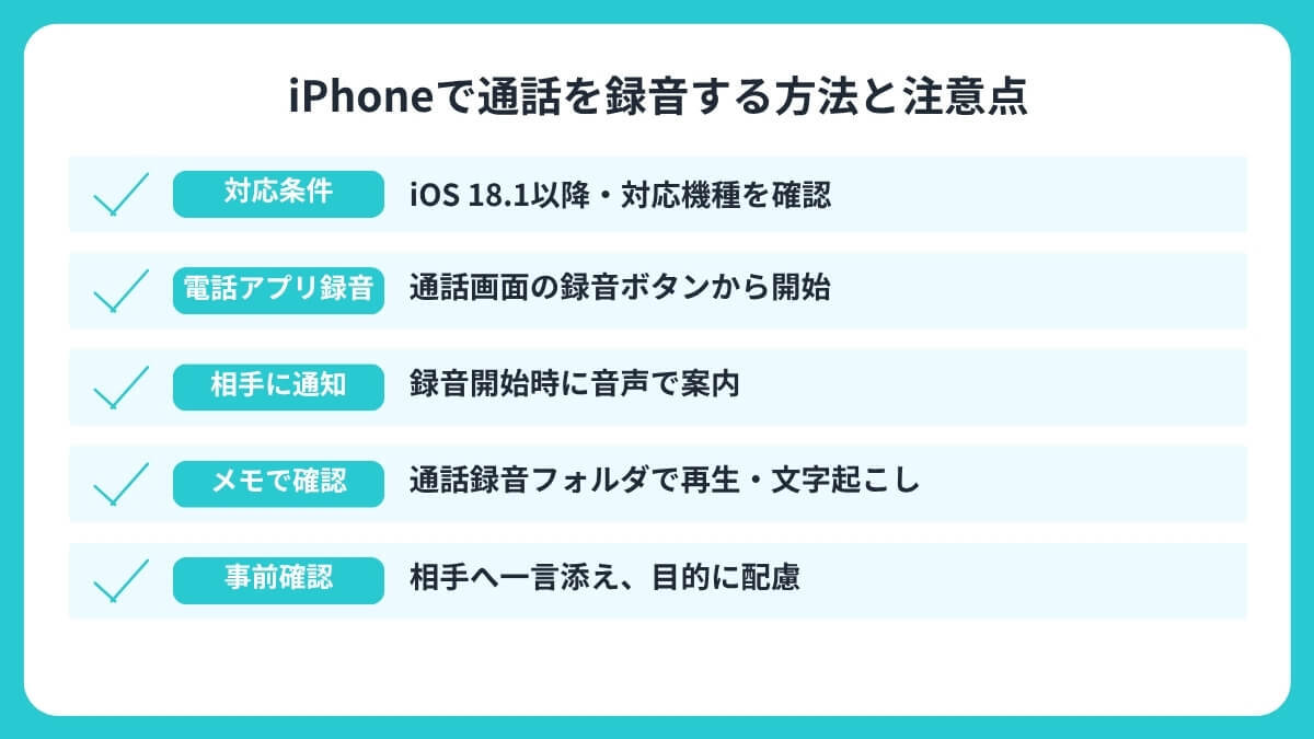 iPhoneで通話を録音する方法と注意点