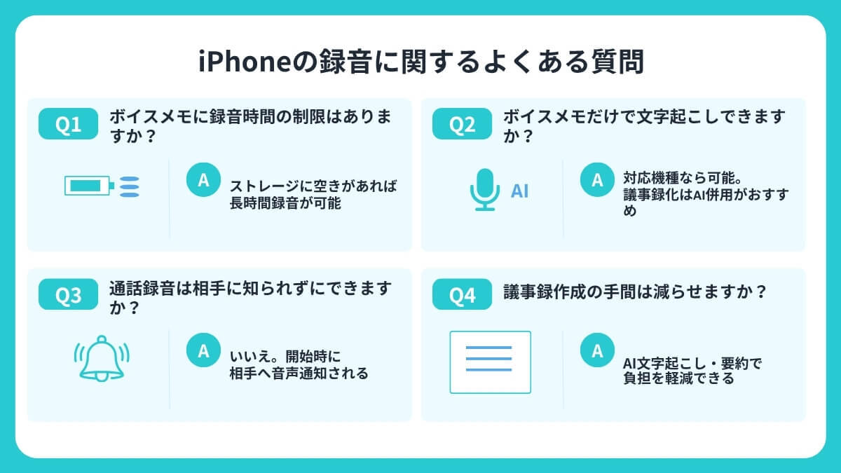 iPhoneの録音に関するよくある質問