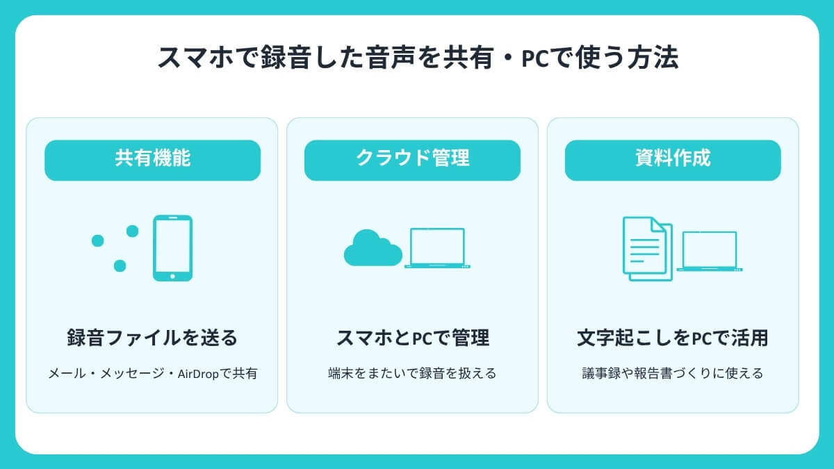 スマホで録音した音声を共有・PCで使う方法